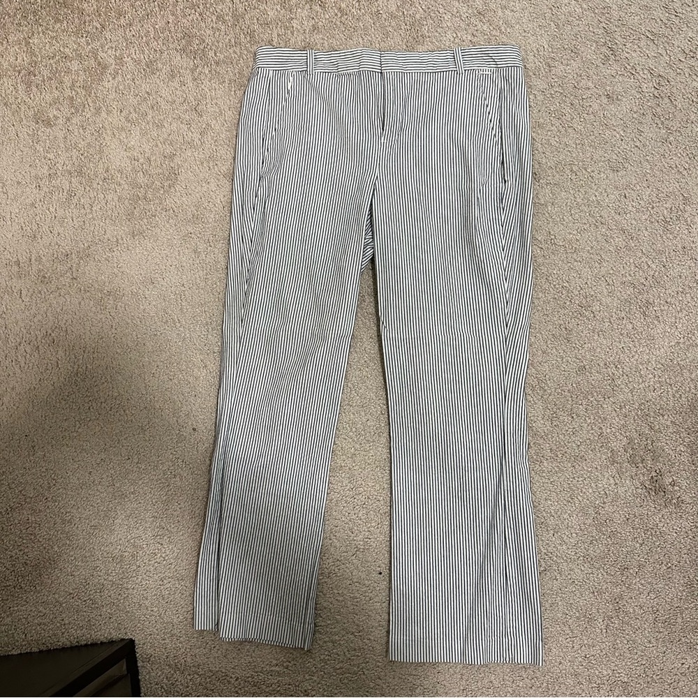 Calvin Klein Navy and White Seersucker Pants
